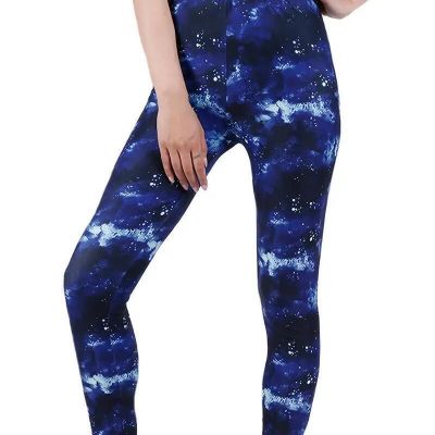 Fashion Women's Floral Print High Waist Slim Fit Stretch Sports Leggings Blue